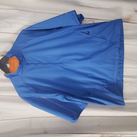 Nike Golf Clima-Fit Windbreaker Jacket Men's Blue Orange Short Sleeve - Picture 1 of 12